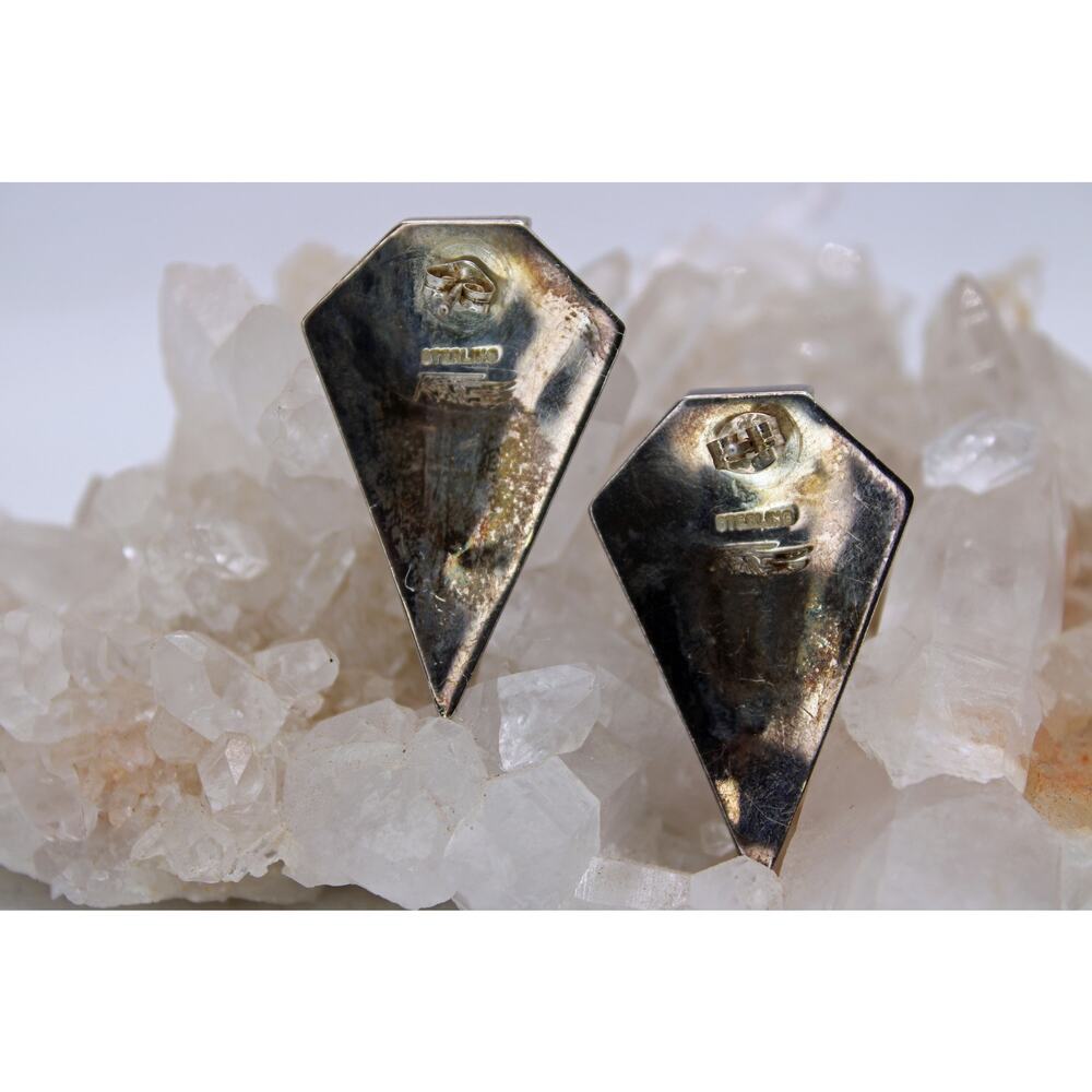 Ray Tracey Knifewing Navajo Sterling Silver Inlay Earrings - Picture 2 of 9